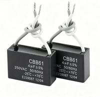 Condensateur à film polypropylène série CBB61 250VAC 4 UF 2 pour ventilateur de plafond, hotte aspirante, refroidisseur d'air