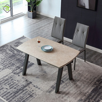 Table à manger rectangulaire en ardoise avec chaises, design moderne, piétement métallique – Vente en gros