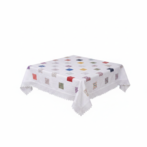 Cottoncloth <b>White</b> Printed Patchwork Nonwoven Coffee <b>Table</b> <b>Cover</b> for Wedding Parties and Dining <b>Tables</b> (Hotels) - Product Image 2