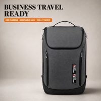 Sac à dos professionnel gris foncé avec port USB, dos et bretelles rembourrés, design multi-poches pour le travail, les trajets et les voyages, sacs pour ordinateur portable