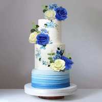 20er-Set Blaue Künstliche Rosen-Blumen Geburtstagstorten-Dekoration Backzubehör Torten-Dekorations-Set