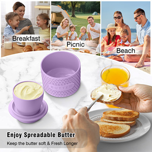 Customization Silicone Butter Dish with Knife Ceramic Base Air-Tight <b>Storage</b> <b>Container</b> European Farmhouse Style Kitchenware Gift - Product Image 4