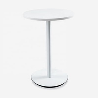 Table haute ronde contemporaine en bois avec structure en aluminium – Écologique, durable, facile à nettoyer pour la maison, les bars, les centres commerciaux et les hôtels