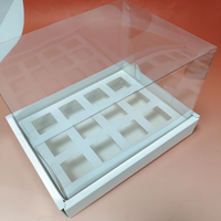 Boîte à dessert transparente carrée avec couvercle en plastique, vente en gros de boîtes à dessert XJH, vente chaude