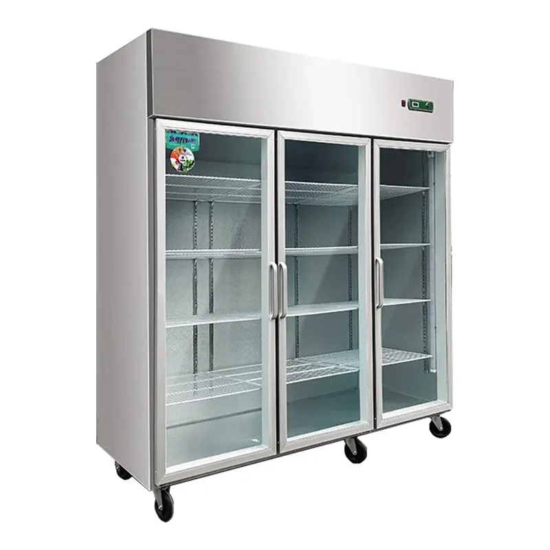 Congelador de 3 portas Totalmente refrigerado Refrigerador Comercial De Aço Inoxidável Cozinha Geladeira Máquina Equipamento