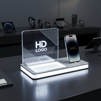 Support de téléphone et d'affichage numérique LED moderne en acrylique de 3 mm d'épaisseur, personnalisé, pré-assemblé, pour comptoir de magasin