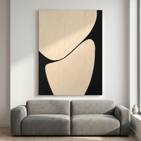 Art mural minimaliste Japandi pour chambre à coucher, peinture à l'huile abstraite beige crème peinte à la main, toile texturée, œuvre d'art moderne de luxe pour la maison