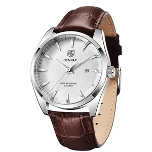 Relojes Hombre Benyar 5163 orijinal marka lüks erkekler bilek saatler özel etiket klasik deri Quartz saat