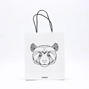 HDPK печать медведь внезапно крафт бумажные пакеты белые бумажные пакеты по индивидуальному заказу с их собственным логотипом бумажная упаковка