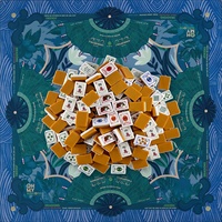 Ensemble de Mahjong Américain de Luxe Moderne 160 Pièces 36mm Tuiles Acryliques Gravées 4 Couches avec Tapis de Jeu Bleu Vert en Stock Jeu 4 Joueurs
