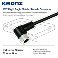 Connecteur circulaire KRONZ 90 degrés M12 avec câble pré-moulé en PVC, femelle 5 broches, noir, non blindé, assemblé