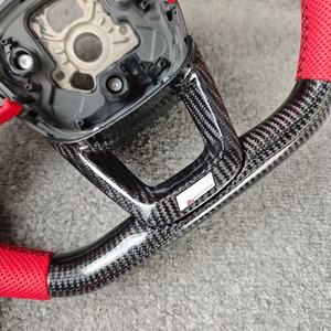 Volant en cuir <span class=keywords><strong>Audi</strong></span> A3/A4/A5/A6/A7/A8/C8 avec fibre de carbone pour mise à niveau sportive, compatible avec S6/S7/RS6/RS7 - Product Image 3