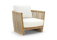 Table basse moderne et chaise longue d'extérieur en bois et corde pour terrasse et jardin