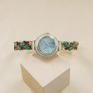 Reloj de Pulsera de Lujo 2024, Oro <span class=keywords><strong>Rosa</strong></span> PVD, Latón, Cuarzo, con Esfera de Cristal, 5mm de Grosor de Caja, Movimiento de Agujas, para Mujer - Product Image 1