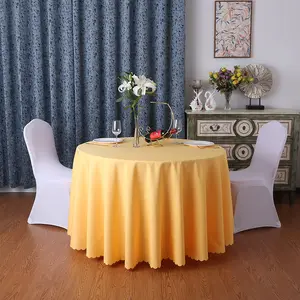 Özel lüks Polyester pamuk masa örtüsü düz örgü katı 120 beyaz yuvarlak masa örtüsü için otel düğün parti olay dekorasyon