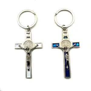 Wholesale custom promotional metal jesus cross christian crux keychain accessories key chain