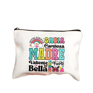 Borsa <span class=keywords><strong>per</strong></span> il Trucco in Tela <span class=keywords><strong>per</strong></span> la Festa della Mamma con Affermazioni in Spagnolo, Astuccio con Cerniera, Organizer Cosmetico da Donna, Regalo <span class=keywords><strong>per</strong></span> la Mamma - Product Image 6