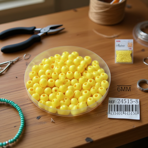 Perline gialle Ilan Abalorio da 6 mm per la creazione di gioielli e forniture artigianali - Product Image 2