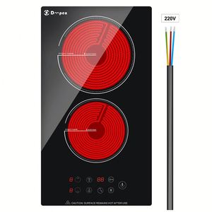 Table de cuisson à induction en céramique Doopen à 2 brûleurs, 220V, cuisinière électrique encastrable, commande tactile, surface noire - Product Image 1