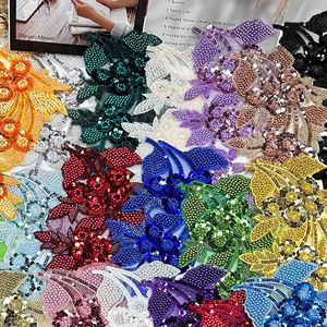 <span class=keywords><strong>Robe</strong></span> élégante brodée de sequins, avec des patchs décoratifs en dentelle et strass pour les épaules, et des patchs en dentelle filetée avec strass pour vêtements - Product Image 4