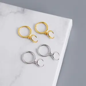 Rainbowking ay hilal kız 18k gümüş altın küpe 18k 925 ayar joyas de plata 925 aretes de moda minimalist takı