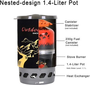 Réchaud de camping de 1,4 L, brûleur au <span class=keywords><strong>propane</strong></span>, réchaud de camping, réchaud de randonnée en plein air, brûleur de réchaud à gaz portable - Product Image 4