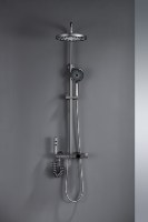 Meilleures ventes 2026 Ensemble de douche mural pour salle de bain en laiton et aluminium spatial avec étagère et pommeau de douche rond