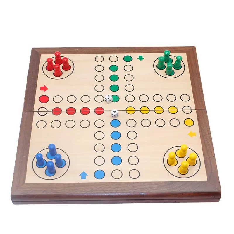 12 Inch Houten Ludo Board Game, 2 In 1 Omkeerbaar, Folding Board Met Backgammon Board Game