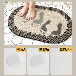 Alfombra ovalada con patrón a cuadros, absorbente, antideslizante, para baño, dormitorio, entrada - Product Image 5