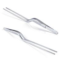 Pince de cuisine professionnelle en acier inoxydable de 8,3 po et 6,3 po, pince culinaire incurvée et pointue pour aliments, pince à barbecue, ustensiles de cuisine