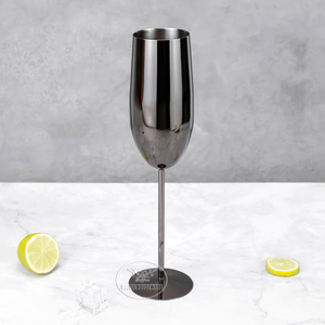 Elegant 250ml Shatterproof Long Stem Stainless Steel Keep Cooling <strong>Champagne</strong> <strong>Flutes</strong> Sparkling Wine Glass for Bar Party Wedding - Product Image 5