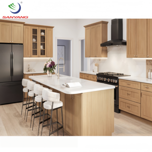 Mueble de <span class=keywords><strong>Cocina</strong></span> <span class=keywords><strong>Popular</strong></span> de Bajo Precio, Gabinete de <span class=keywords><strong>Cocina</strong></span> de Madera Maciza de Roble, Mueble de Almacenamiento de <span class=keywords><strong>Cocina</strong></span> de Estilo Moderno - Product Image 4