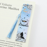 Marque-pages rectangulaires personnalisés Pinstar de notre usine chinoise, marque-pages de dessin animé vierges avec pompon, imprimés en typographie, réutilisables, souvenirs