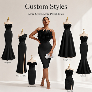 <span class=keywords><strong>Robe</strong></span> de soirée élégante noire en plumes sans bretelles, moulante, mi-longue, sexy, pour femme, <span class=keywords><strong>robe</strong></span> de <span class=keywords><strong>cocktail</strong></span> - Product Image 4