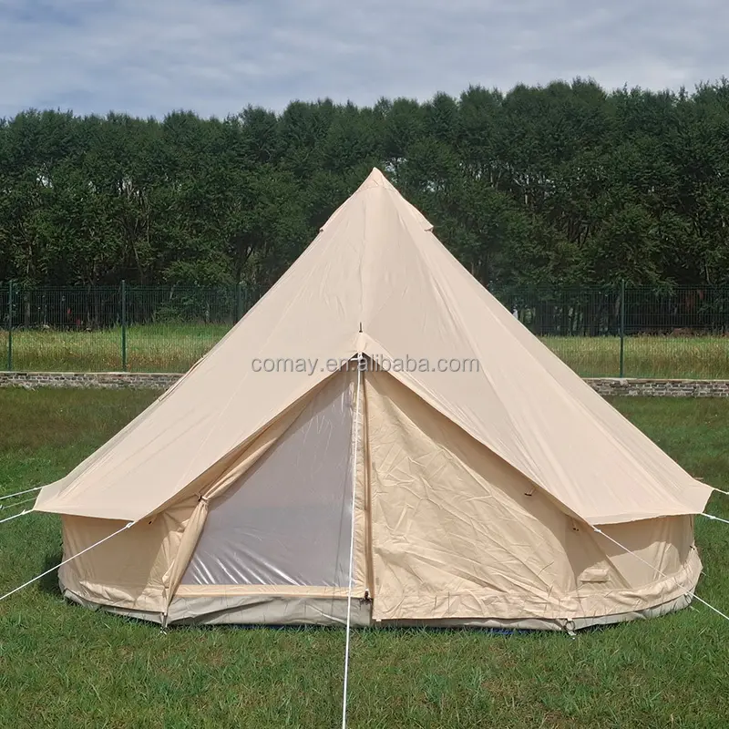 Outdoor camp safari bell tent have stove hole