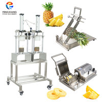 Ananasverwerkingslijn 300-500KG/H, machines voor het trimmen, schillen, ontpitten, snijden en in blokjes snijden van ananas voor industrieel gebruik.