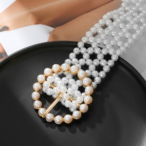 Vente en gros, nouvelle tendance, <span class=keywords><strong>ceinture</strong></span> tressée avec perles pour femmes, <span class=keywords><strong>ceinture</strong></span> à boucle en alliage - Product Image 5