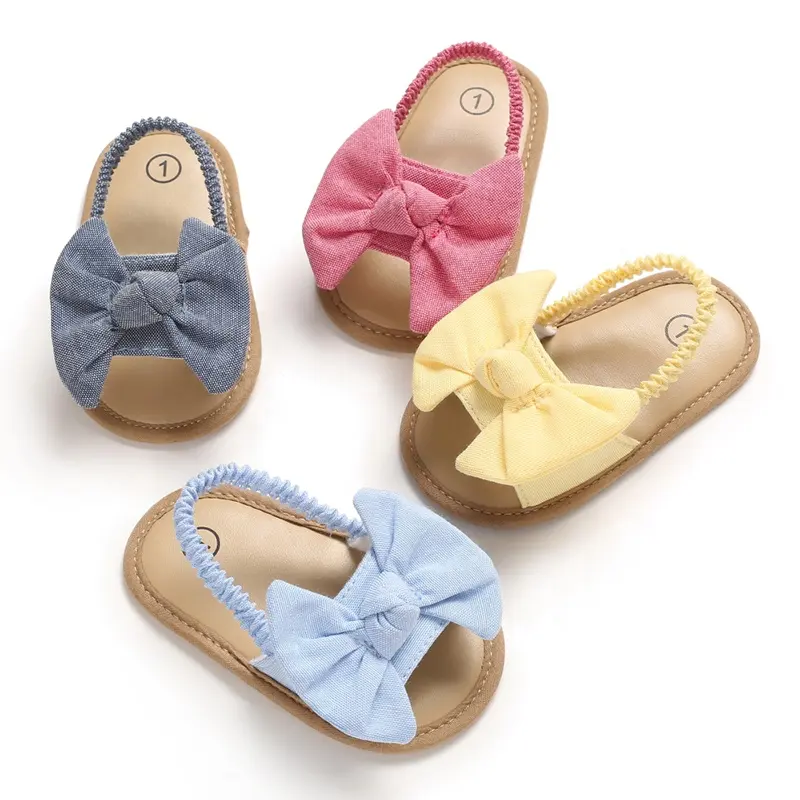 2023 Elastic Summer Newborn Bow Shoes Toddler Infant Slides Baby Girl Sandals