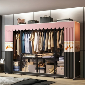 Armoire simple pliable, chambre à coucher, petit appartement, cadre en acier, armoires durables pour <span class=keywords><strong>location</strong></span>, montage facile, rangement - Product Image 1