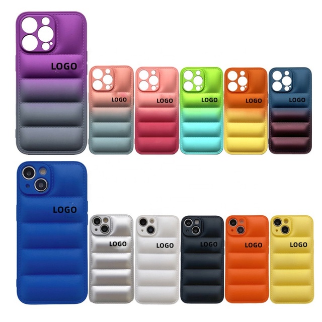 Tpu Silicone for iPhone 11 12 13 14 Pro Max Cases Down Jacket Cover Luxury Design Puffer 15 Pro Max Phone Case