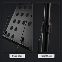 Statif Musik Teleskopik yang Dapat Disesuaikan, Warna Hitam Matte, dari Logam, dengan Klip Lampu, Tripod Lipat untuk Berlatih
