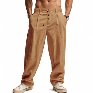 Pantalons de sport décontractés amples en coton <span class=keywords><strong>et</strong></span> lin respirant pour hommes, style européen <span class=keywords><strong>et</strong></span> américain, printemps <span class=keywords><strong>et</strong></span> été - Product Image 6