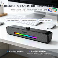 Officiële B02 All-in-One 5.0 Speaker Dual Mode (Draadloos & Bedraad) voor Telefoon PC Desktop - Plastic RGB LED Batterij Voedende Speaker