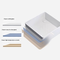 Vasque en céramique blanche à poser sur comptoir 3133 380x380mm, lavabo pour salle de bain d'hôtel, projet de décoration