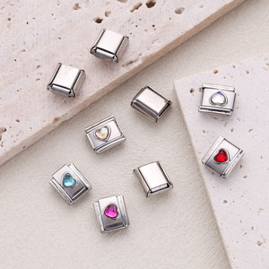 Módulo de Pulsera de Acero Inoxidable Italiano para Hacerlo Usted Mismo, con Gemas de Colores Vibrantes, Accesorios Infantiles, Colgantes de Moda y Dijes de Circonita - Product Image 2