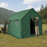 Tente de camping familiale de luxe 3x4m en toile imperméable, robuste, pour l'extérieur, style safari, avec toit à pignon de 2,85m de hauteur, installation rapide, idéale pour l'été