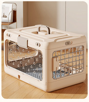 Jaula de Transporte Plegable para Mascotas, Caja de Transporte para Perros y Gatos, Plegable, Portátil, con Ventilación Multilateral, Apta para Viajes en Avión