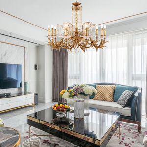 Nuevo clásico francés de lujo de latón hojas brazos decoración K9 cristal candelabro de cuentas iluminación de cristal - Product Image 2