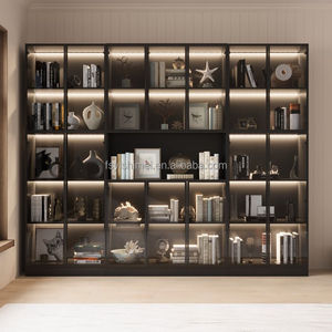 Minimalisti moderni di lusso Custom <span class=keywords><strong>in</strong></span> metallo di alluminio High-End vetrinetta da parete <span class=keywords><strong>in</strong></span> <span class=keywords><strong>vetro</strong></span> <span class=keywords><strong>con</strong></span> porta <span class=keywords><strong>in</strong></span> acciaio per soggiorno - Product Image 2
