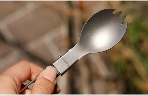 Cuillère et fourchette de camping en titane, manche pliable, ustensiles de pique-nique légers pour l'extérieur - Product Image 4